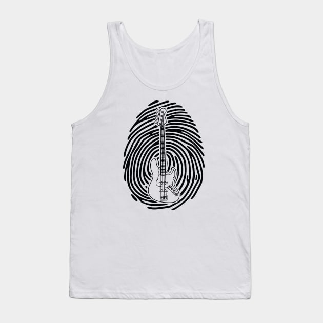 Fingerprint Bass Guitar Outline Light Theme Tank Top by nightsworthy